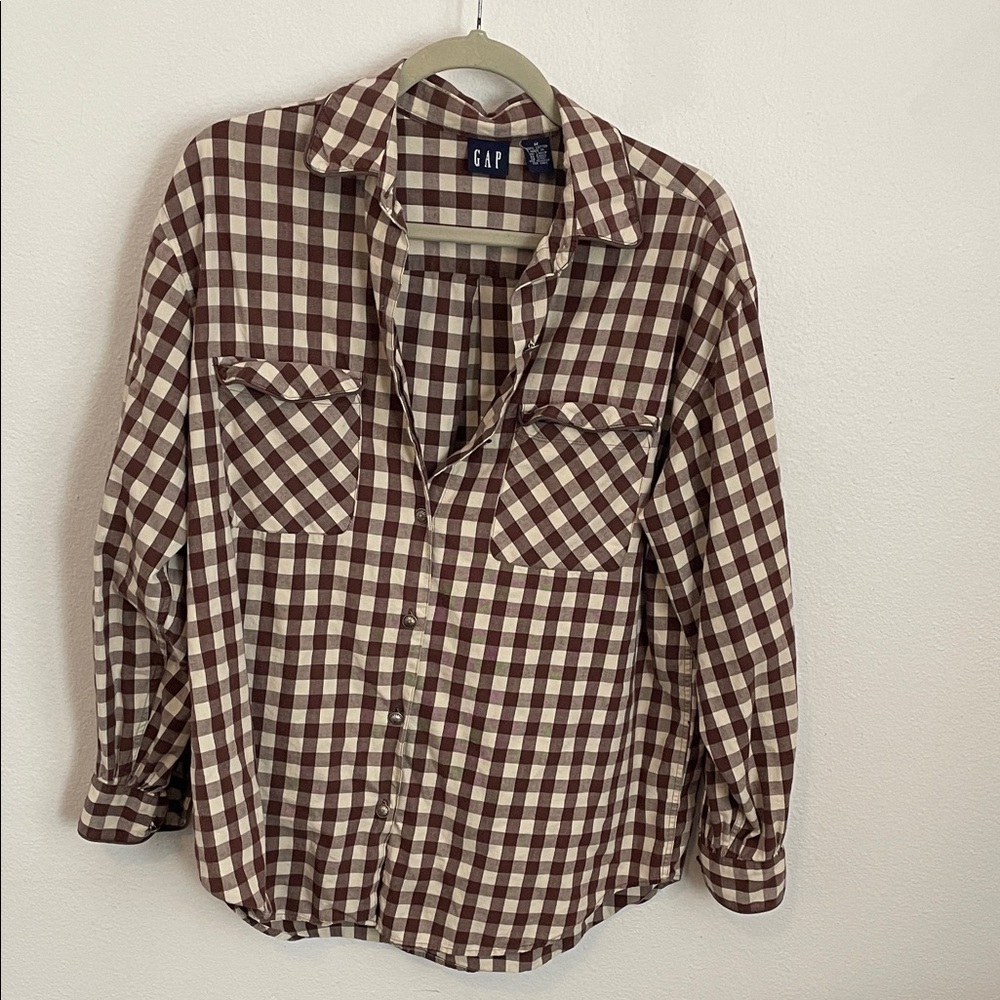 Gap Flannel Cotton Gingham Shirt with Silver Buttons🤠